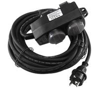 ChiliTec Rallonge 4 prises 10 m - Câble IP44 extérieur - 4 prises avec couvercle rabattable H07RN-F 3G1,5 mm² - Câble en caoutchouc - Œillet de suspension - Noir