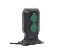 vidaXL Prise d'extérieur avec piquet à 2 voies Noir Vert 15,5x11x24 cm
