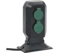 Prise d extérieur avec piquet à 2 voies noir vert 15,5x11x24 cm noir et vert G