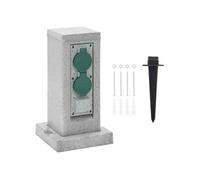 Prise d extérieur avec piquet à 4 voies aspect de pierre gris Gris G