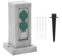 Prise d extérieur avec piquet à 4 voies aspect de pierre gris