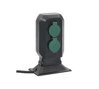 vidaXL Prise d'extérieur avec piquet à 4 voies – Noir/Vert – 15,5x11x24 cm