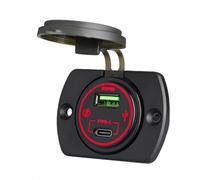 Prise d'alimentation de voiture 66 W avec USB C PD3.0 et lumière LED pour marine, bus, VTT Prise d'alimentation étanche