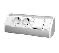 Prise d'angle ORNO GM-9002 / W-G (GS) 2 Compartiments avec Interrupteur et sécurité Enfant 45 ° Montage en saillie, 3680W (Blanc) - Produit pour Le Marché Allemand