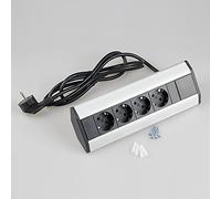 Prise d'angle pour cuisine et bureau - Prise d'angle en aluminium et plastique de qualité supérieure - Idéale pour plan de travail, prise de table ou prise encastrée - 4 prises