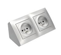 Prise d'angle Prise de Cuisine Prise Prise USB 2 Sockets Prise 45° Prise de Cuisine Argent