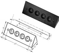 Prise d'angle Thebo 17588/320 noir quadruple ST 3007/320 320 mm