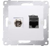 Prise d'antenne inserts modulaires "F" + RJ45 cat.6h blanc Simon 54 PremiumContact™ Simon DASFRJ45.01/11