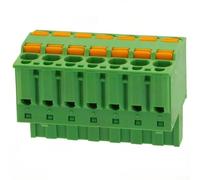 Prise de bornier verte, pas de 5,08 mm, connecteur de câblage à double bouton à ressort enfichable, installation sans outil, montage PCB haute densité pour applications de contrôle industriel (7P)