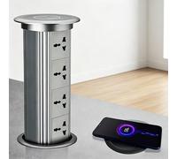 Prise De Bureau Électrique-Bloc Multiprise Escamotable Multifonction(4 Prises Secteur)-Installation Encastrée-Charge Sans Fil 15W-Système D'ouverture Tactile Intelligent-Pour Cuisine,Maison C