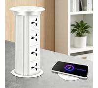 Prise De Bureau Électrique-Bloc Multiprise Escamotable Multifonction(4 Prises Secteur)-Installation Encastrée-Charge Sans Fil 15W-Système D'ouverture Tactile Intelligent-Pour Cuisine,Maison A