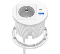 Prise De Bureau Encastrable Avec Usb C, Prise Rétractable Avec Usb A Et C Pour Plan De Travail Cuisine, Blanc[DYB982668]