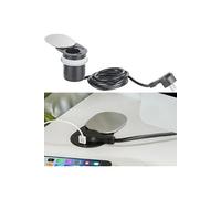 Prise de bureau ronde encastrée avec port de chargement USB - Coulissante [Revolt]