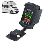 Prise de charge : port de charge QC PD, double adaptateur USB, boîtier résistant à l'eau, interface LED | Idéal pour camping-cars, véhicules électriques, bateaux, roues tout-terrain, véhicule de
