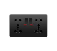 Prise De Charge Rapide Intelligente Universelle Noire USB Type-C 18W Double Prise D'alimentation À 5 Broches Prise Murale Électrique 2gang10pin UK Standard