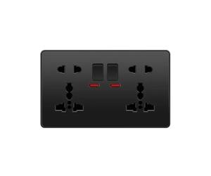 Prise De Charge Rapide Intelligente Universelle Noire USB Type-C 18W Double Prise D'alimentation À 5 Broches Prise Murale Électrique 2gang10pin UK Standard
