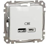 Prise de charge USB USB type A, USB type C 12W 2.4A Sedna Design blanc brillant SDD111402 Schneider Electric