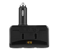 Prise de Chargeur d'allume-Cigare de Voiture, 12V-24V 3 Voies Allume-Cigare Prise de Courant Adaptateur séparateur 3.1A Double Chargeur USB voltmètre
