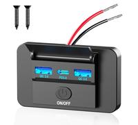 Prise de Chargeur de Voiture 12V: Qidoe 72W【PD & Dual Quick Charge 3.0】Adaptateur Prise USB Encastrable de Panneau avec Interrupteur Charge Rapide pour 12V/24V Camping-Car, Marine, Camion, SUV, Moto