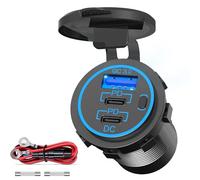 Prise de Chargeur de Voiture: 96W【Dual PD & Quick Charge 3.0】 Prise USB 12V/24V Ports avec Interrupteur étanche Adaptateur Allume Cigare Charge Rapide pour Camping-Car, Camion, Caravane, Bateau