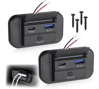 Prise De Chargeur De Voiture Usb 12V/24V, 2 Pièces Panneau De Prise Qc3.0 Usb Et Usb-C Pd3.0 Avec Affichage Led Allume Cigare Usb Adaptateur Pour Moto Bateau Camion Caravane