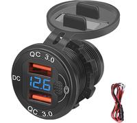 Prise De Chargeur De Voiture Usb, Prise De Voiture Qidoe 12v/24v 3.0 Livré Avec Écran Led 23,6 Pouces Et Interrupteur Tactile (Noir)