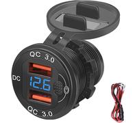 Prise De Chargeur De Voiture Usb, Prise De Voiture Qidoe 12v/24v 3.0 Livré Avec Écran Led 23,6 Pouces Et Interrupteur Tactile (Noir)
