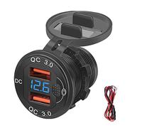 Prise de Chargeur de Voiture USB, Prise de Voiture Qidoe 12V/24V 3.0 Livré avec écran LED 23,6 Pouces et Interrupteur Tactile (Noir)