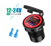 Prise De Chargeur Usb Étanche Pour Voiture,Bateau,Camion Marin,Port Usb,Prise Pd Type C Et Qc3.0,30w,85w,12v - Type Red Type-C
