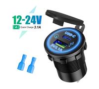 Prise De Chargeur Usb Étanche Pour Voiture,Bateau,Camion Marin,Port Usb,Prise Pd Type C Et Qc3.0,30w,85w,12v - Type Blue Type-C