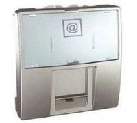 Prise de communication RJ45 Unica Multimédia+ - 2 modules Grade 3 - Aluminium