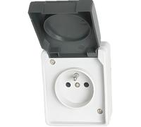 Prise de courant 2 Pôles + terre étanche Aquatop IP54 - Gris - Asymétrique - Intérieur - Electrique