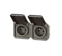prise de courant - 2 x 2p+t - horizontale - anthracite - composable - legrand plexo 069842l
