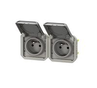 prise de courant - 2 x 2p+t - horizontale - gris - composable - legrand plexo 069562l