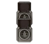 prise de courant - 2 x 2p+t - verticale - anthracite - composable - legrand plexo 069843l