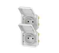 prise de courant - 2 x 2p+t - verticale - blanc - composable - legrand plexo 069643l