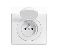 LEGRAND - Prise Electrique Murale avec Terre Céliane Surface + Plaque - Prise Etanche IP44 - Prise Affleurante avec Socle Rétractable - Fabriqué En France - Blanc