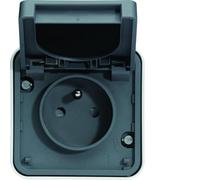 Hager Prise de courant Cubyko 2P+T 16A complète saillie grise