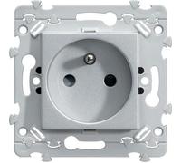 Prise de courant 2P+T - 2 modules - Essensya - Titane - WE100T - Hager