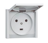 Prise de courant 2P+T 20A pour boite Ø67mm Plexo complet IP44 encastré - gris