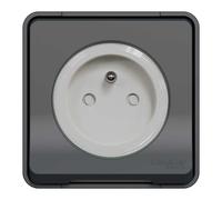 Prise de courant à vis 2P+T IP55 IK08 - Saillie - Gris - Mureva Styl