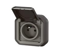 Prise de courant 2P+T complet encastré - anthracite - Plexo LEGRAND