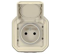 Prise de courant 2P+T Plexo complet saillie sable LEGRAND 069776L