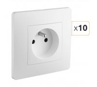 Prise de courant 2P+T - blanc - boîte de 10 - Caly DEBFLEX