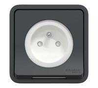 Schneider Electric - Mureva Styl - Prise courant 2P+T - compl encastré - IP55 IK08 - conn auto - gris - MUR35036