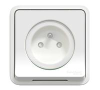 Schneider Electric - Mureva Styl - Prise courant 2P+T - compl encastré- IP55 IK08 - conn auto - blanc - MUR39036