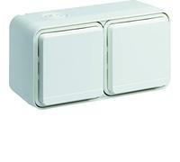 prise de courant 2p+t double horizontale 16a hager cubyko complète saillie blanche