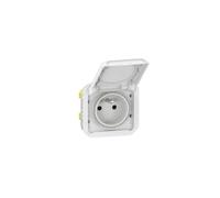 Prise de courant 2P+T étanche Plexo 16A 250V IP55 IK08 avec enjoliveur finition blanc - 069621L - Legrand