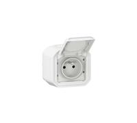 Prise de courant 2P+T étanche Plexo 16A 250V IP55 IK08 livrée complète pour fixation saillie - blanc - 069781L - Legrand