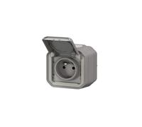 Prise de courant 2P+T étanche Plexo 16A 250V IP55 IK08 livrée complète pour fixation saillie - gris - 069731L - Legrand